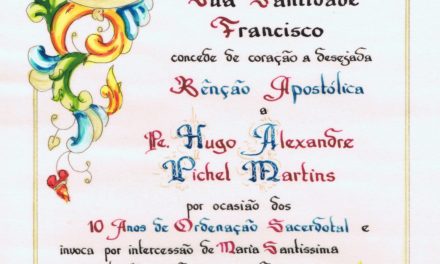 Papa Francisco: bênção pelo 10º Aniversário de Ordenação Sacerdotal